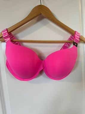 Victoria's Secret Hot Pink Padded Bra with Branded Straps